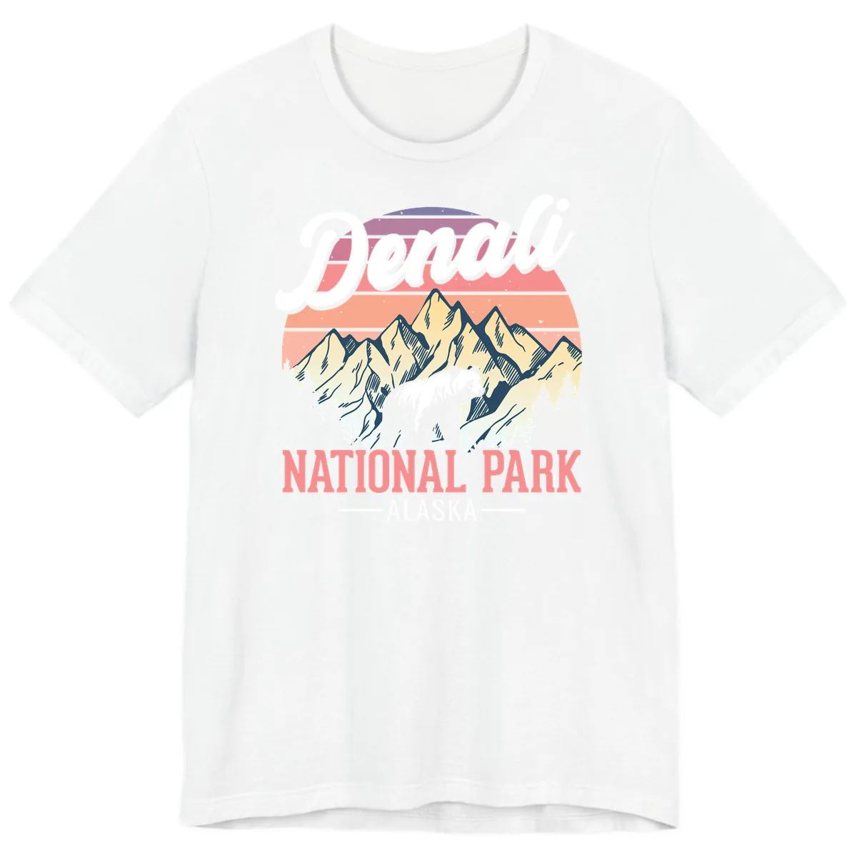 Denali National Park Sunset Peaks Premium T-Shirt in White