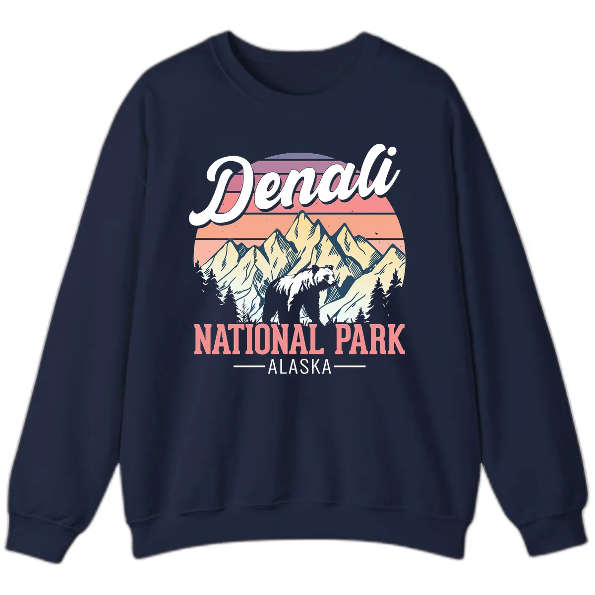 Denali National Park Sunset Peaks Sweatshirt in Navy