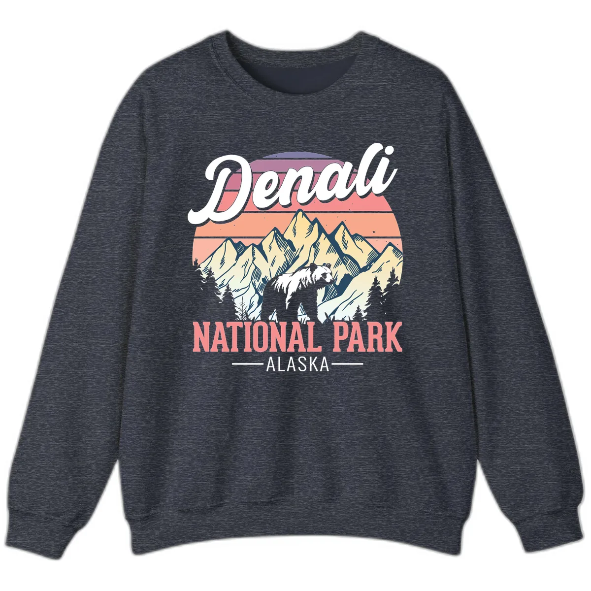 Denali National Park Sunset Peaks Sweatshirt in Heather Sport Dark Navy