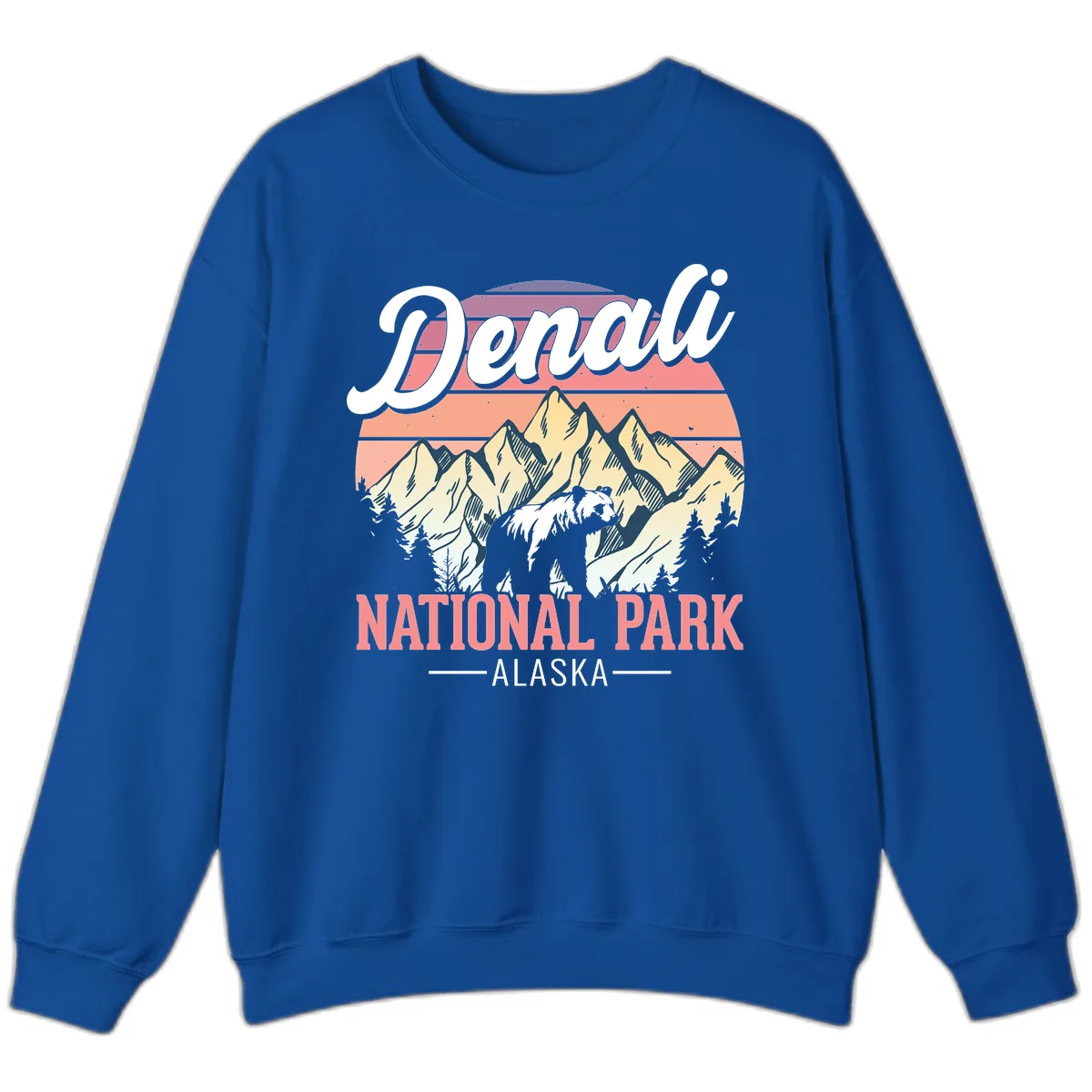 Denali National Park Sunset Peaks Sweatshirt in Royal