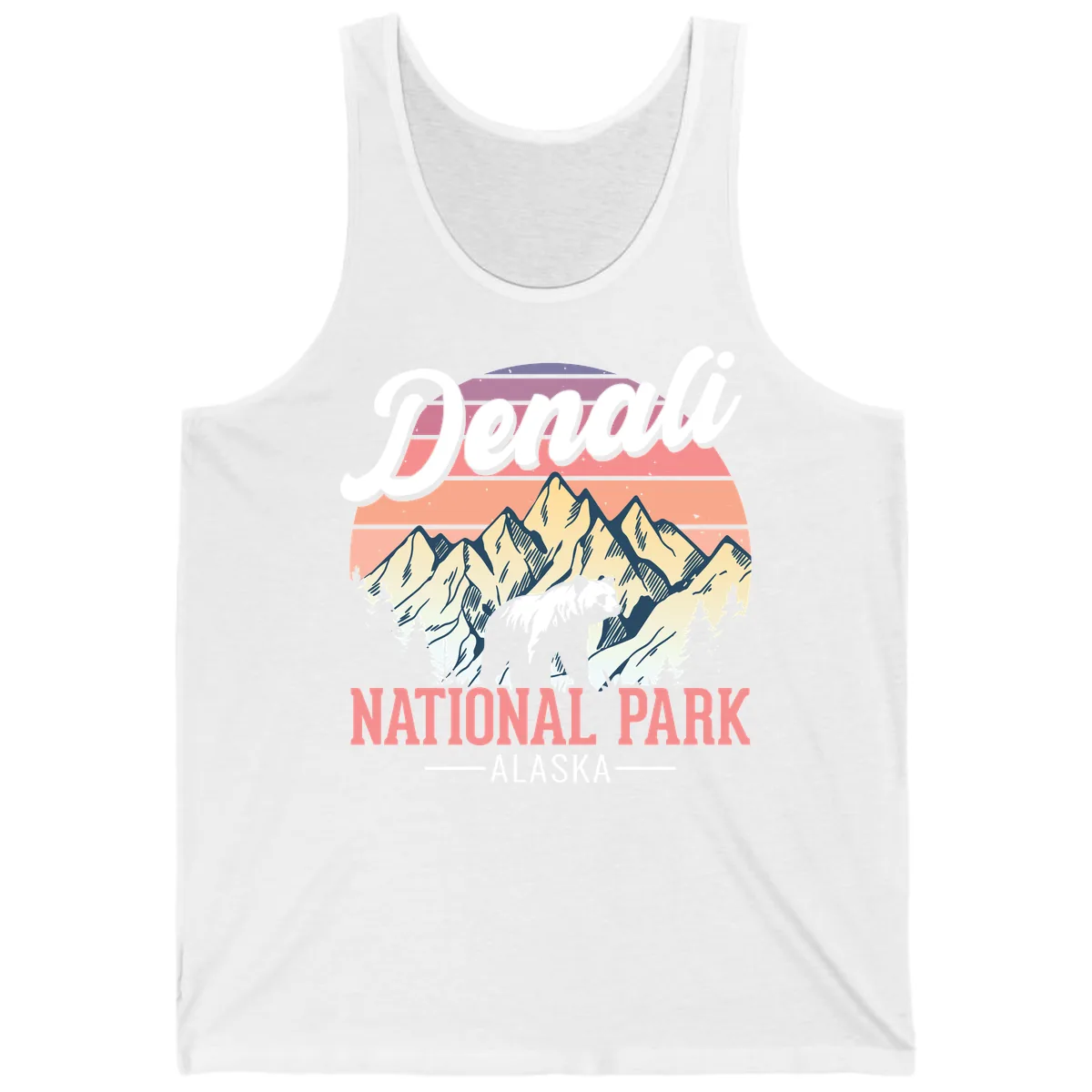 Denali National Park Sunset Peaks Tank in White