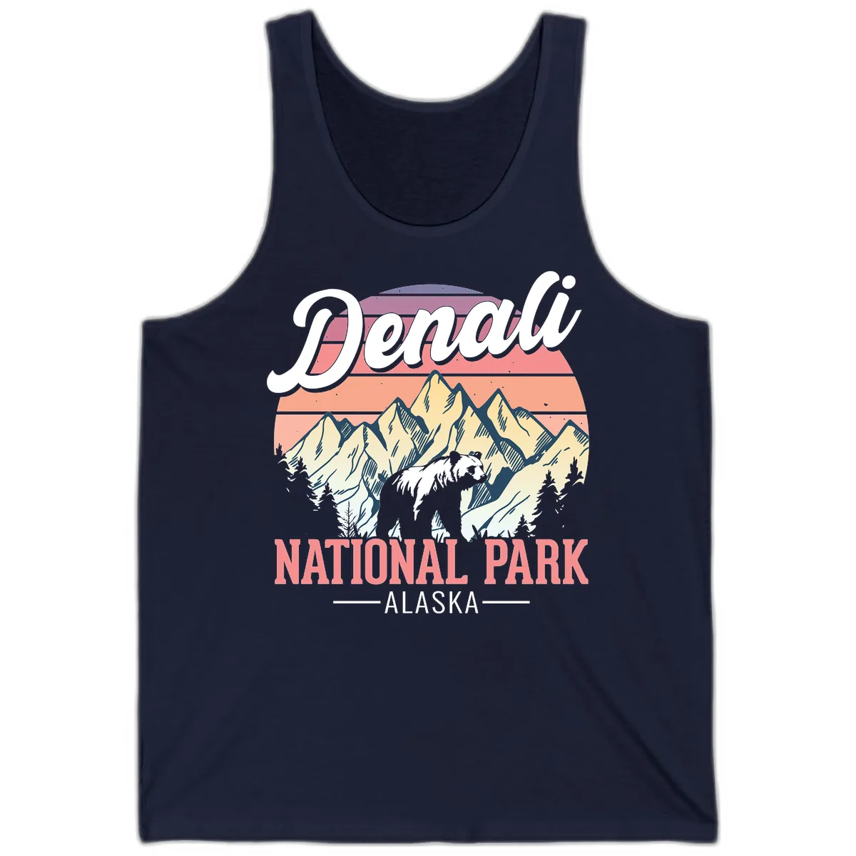 Denali National Park Sunset Peaks Tank in Navy