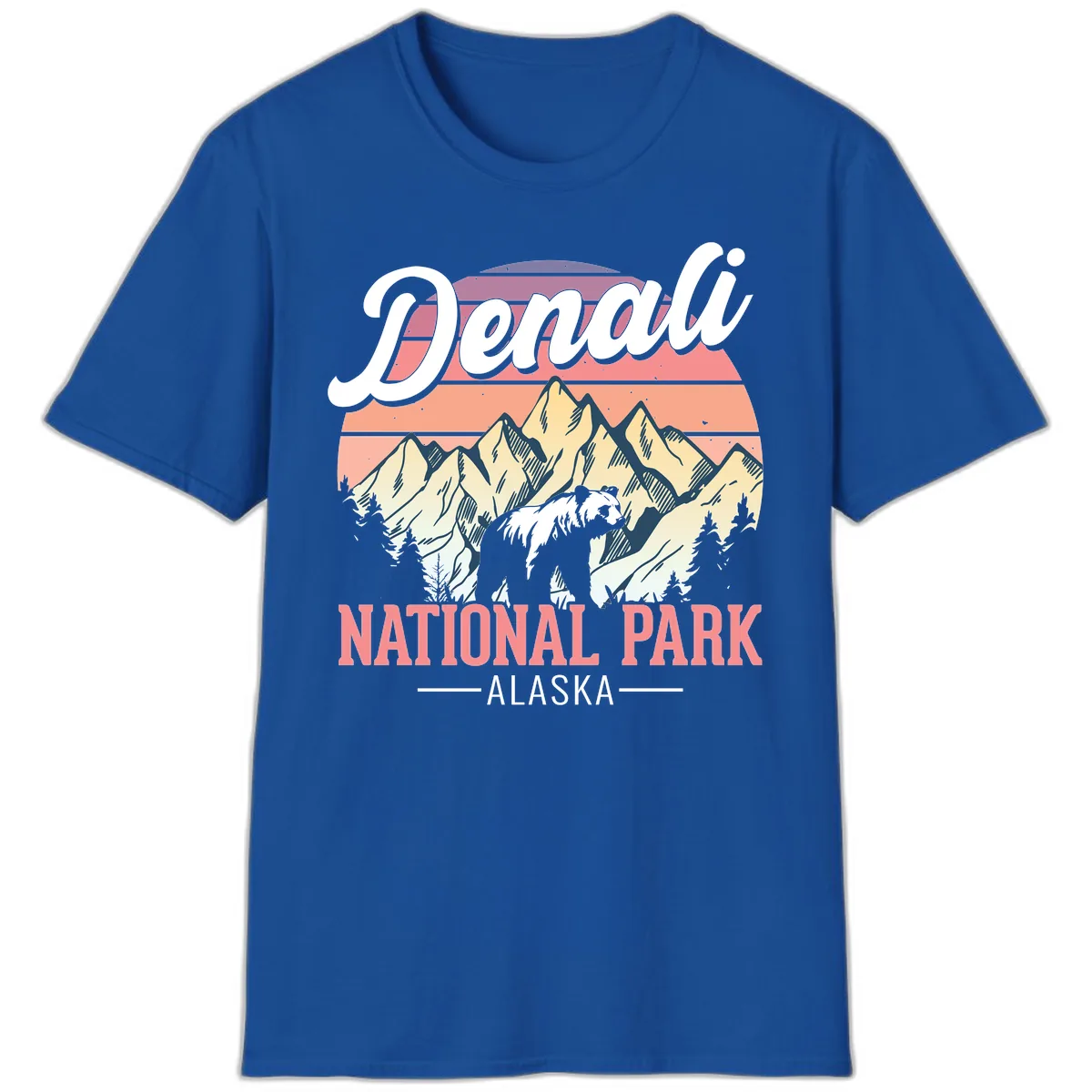 Denali National Park Sunset Peaks T-Shirt in Royal