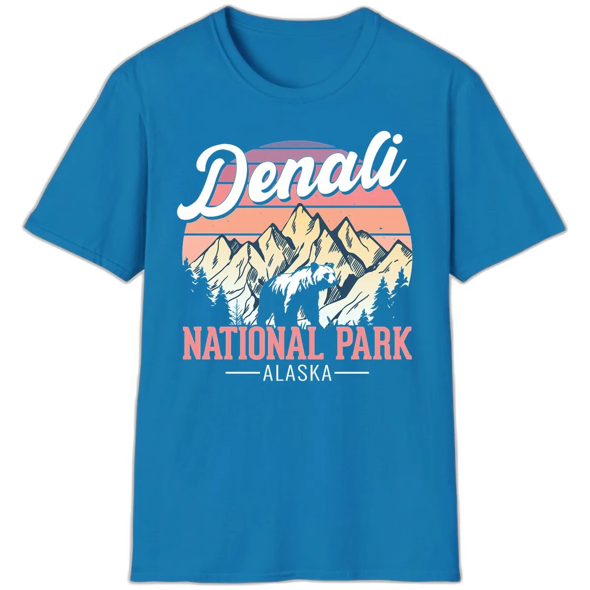 Denali National Park Sunset Peaks T-Shirt in Sapphire