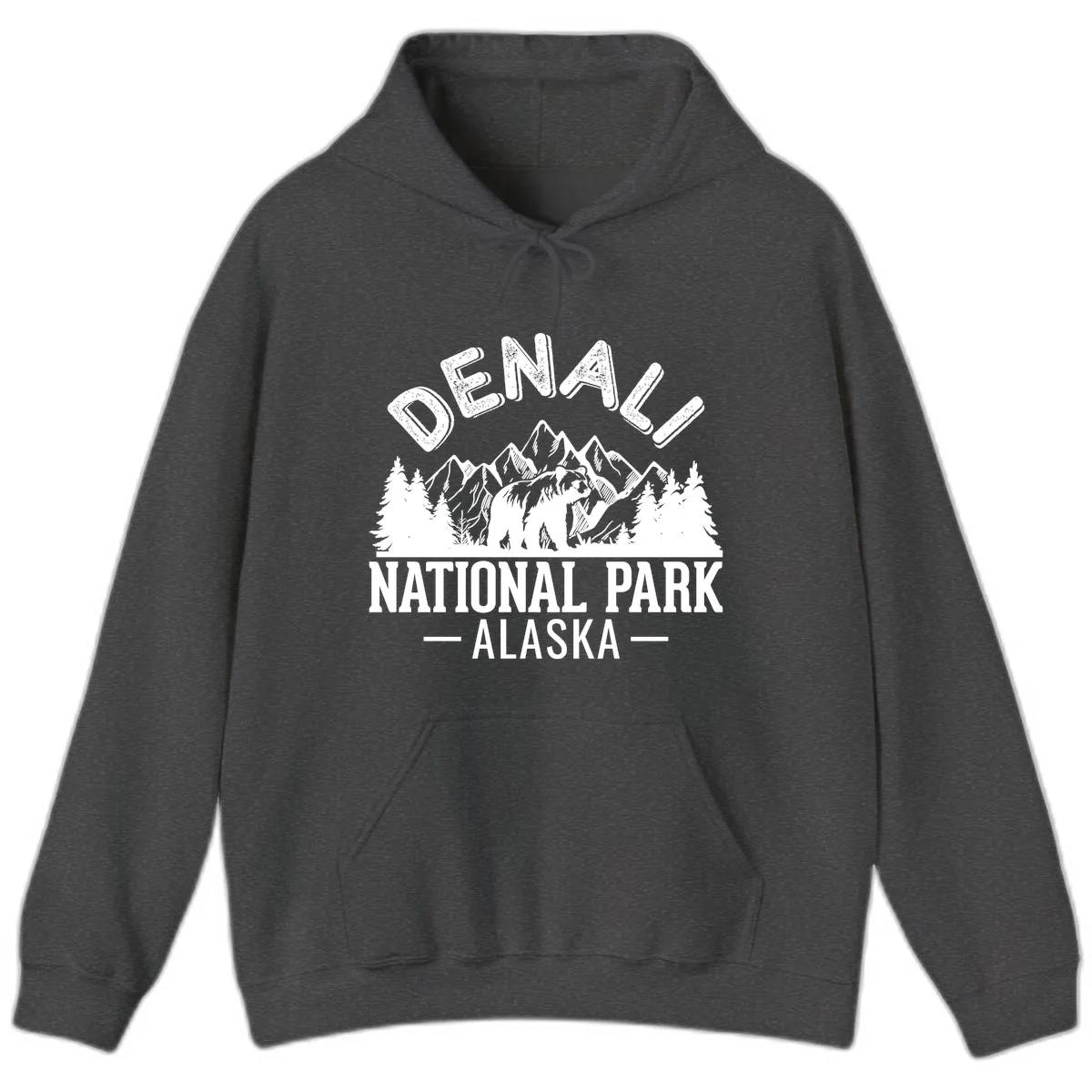 Denali National Park Alaska Wilderness Hoodie in Dark Heather