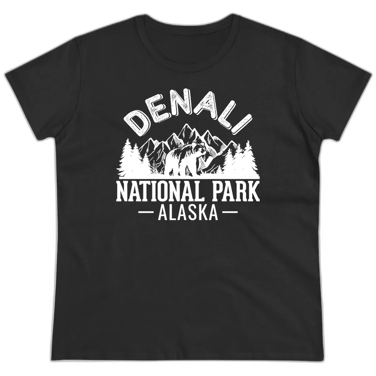 Denali National Park Alaska Wilderness Ladies Tee in Black