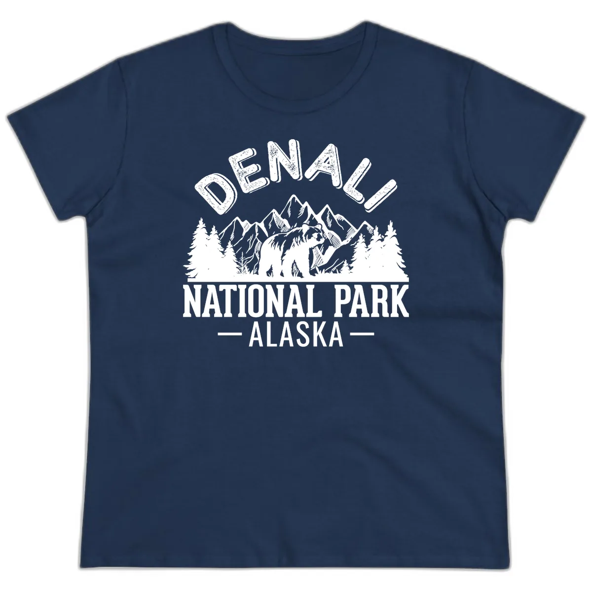 Denali National Park Alaska Wilderness Ladies Tee in Navy