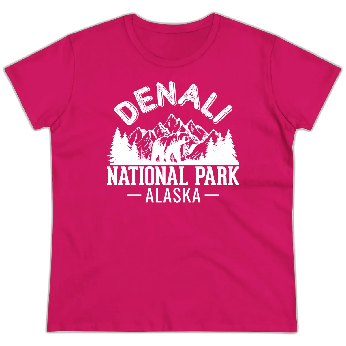 Denali National Park Alaska Wilderness Ladies Tee in Heliconia