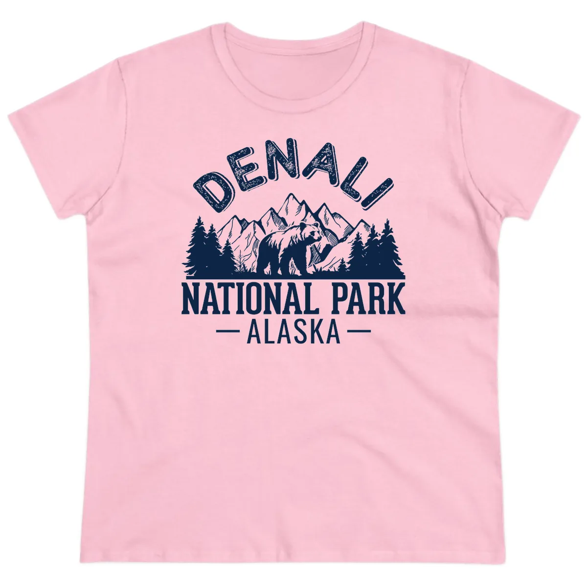 Denali National Park Alaska Wilderness Ladies Tee in Light Pink