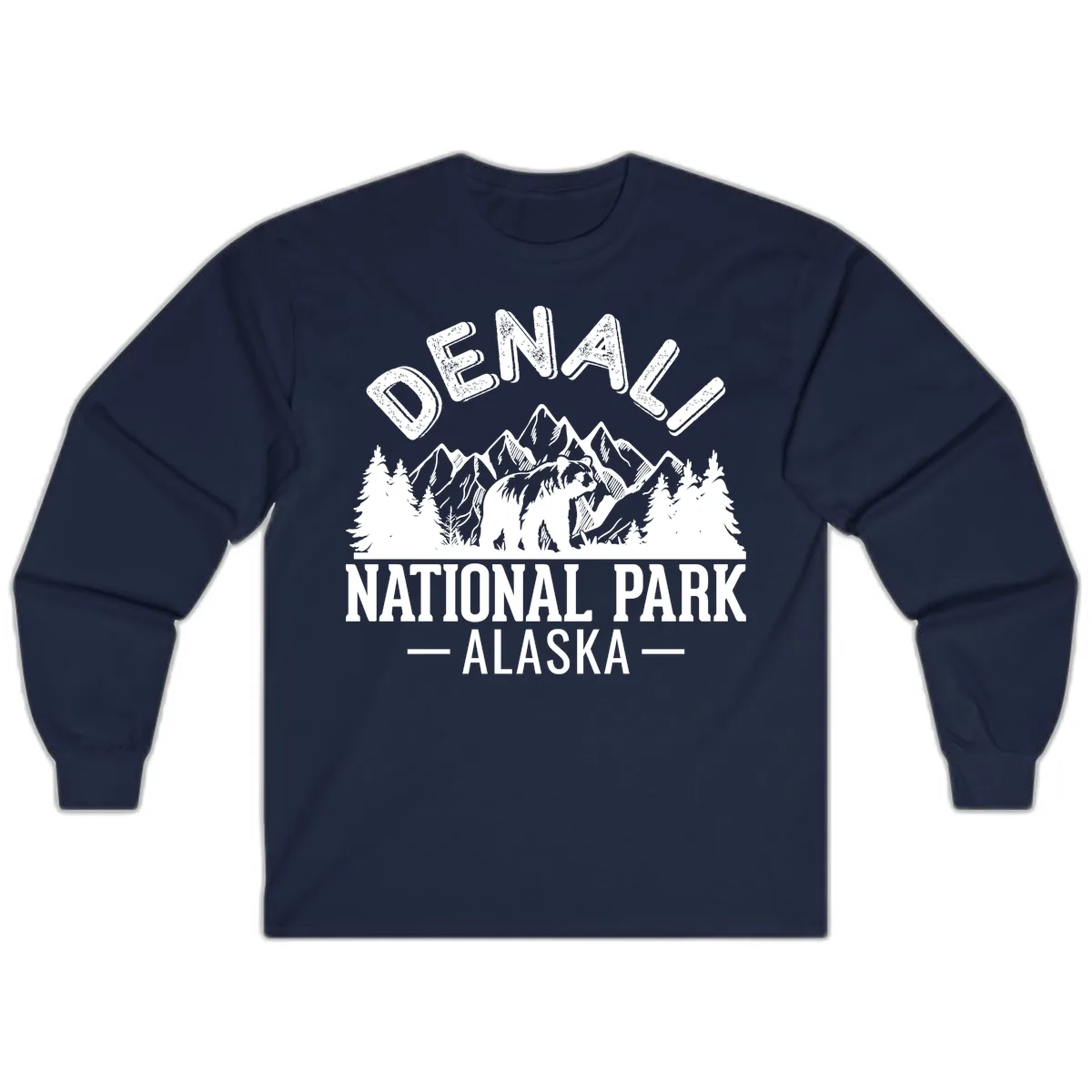 Denali National Park Alaska Wilderness Long Sleeve in Navy