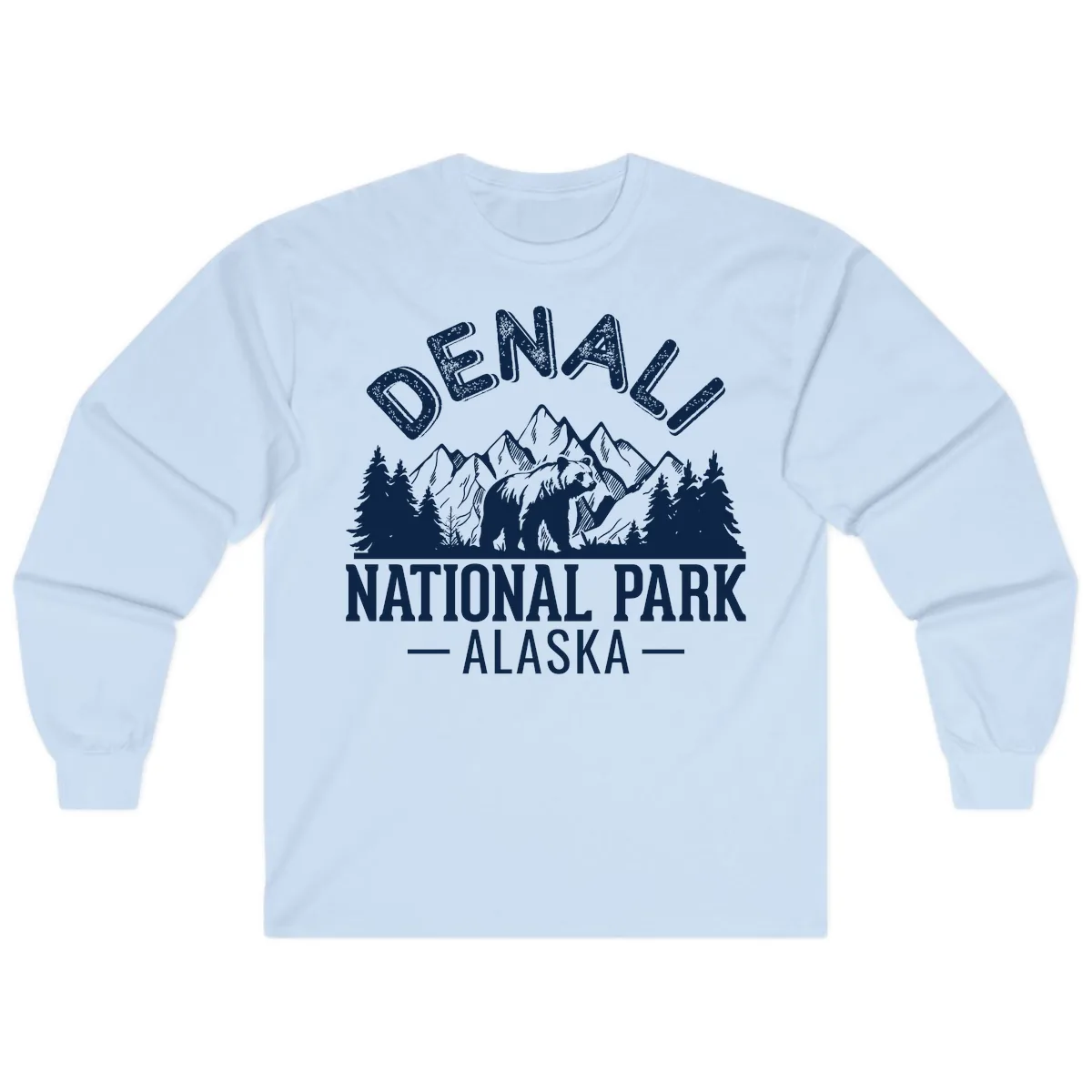Denali National Park Alaska Wilderness Long Sleeve in Light Blue