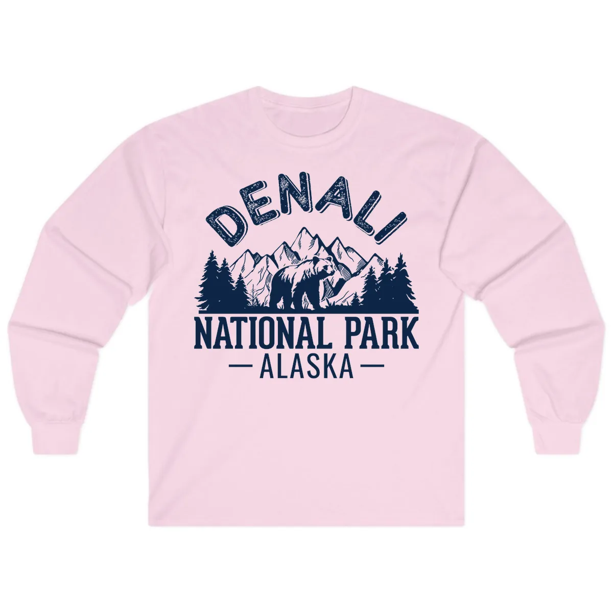 Denali National Park Alaska Wilderness Long Sleeve in Light Pink