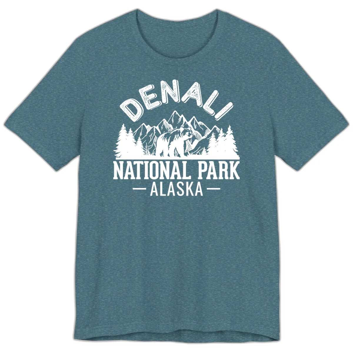 Denali National Park Alaska Wilderness Premium T-Shirt in Heather Deep Teal