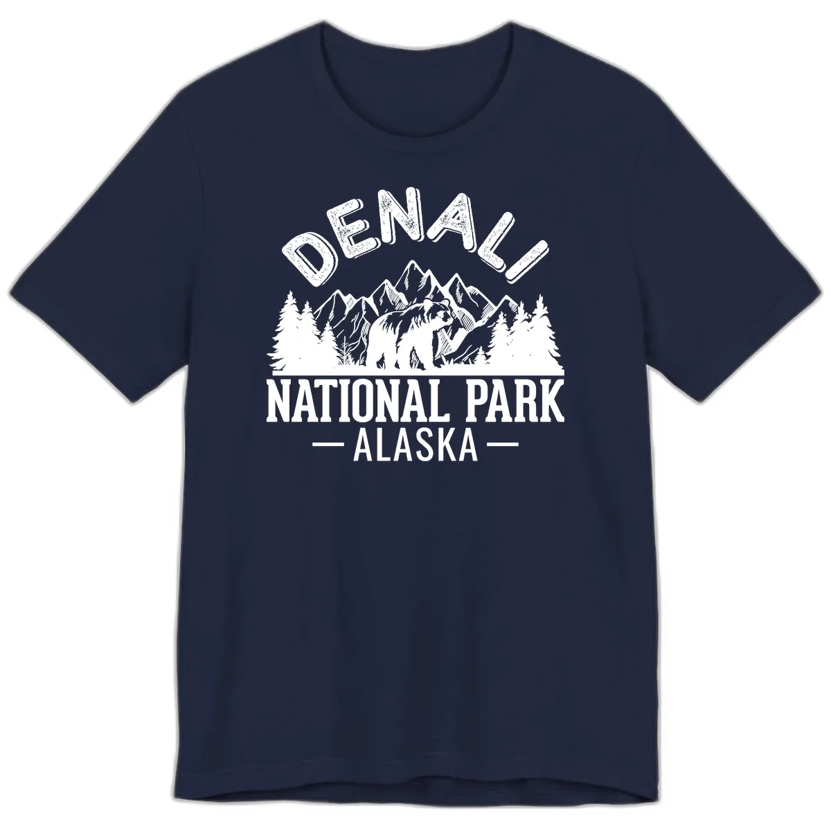 Denali National Park Alaska Wilderness Premium T-Shirt in Navy