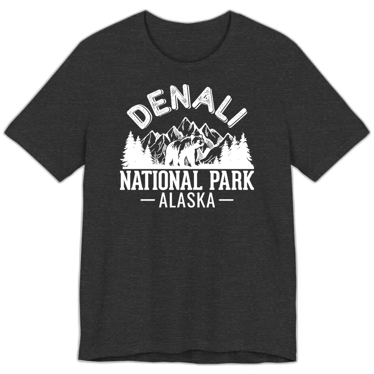 Denali National Park Alaska Wilderness Premium T-Shirt in Dark Grey Heather