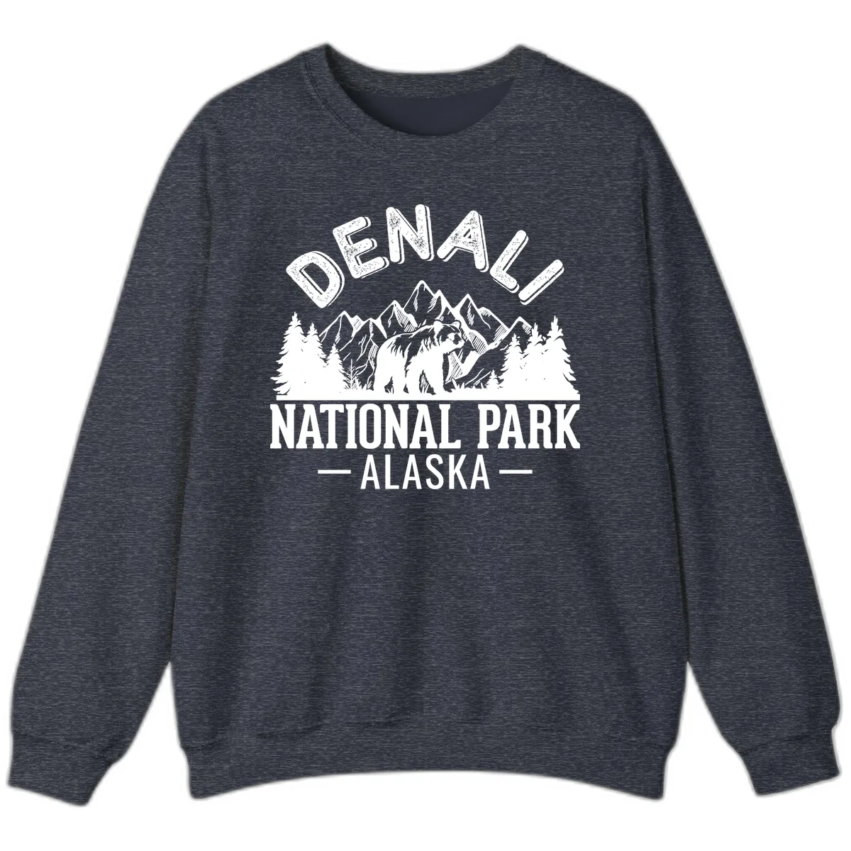 Denali National Park Alaska Wilderness Sweatshirt in Heather Sport Dark Navy