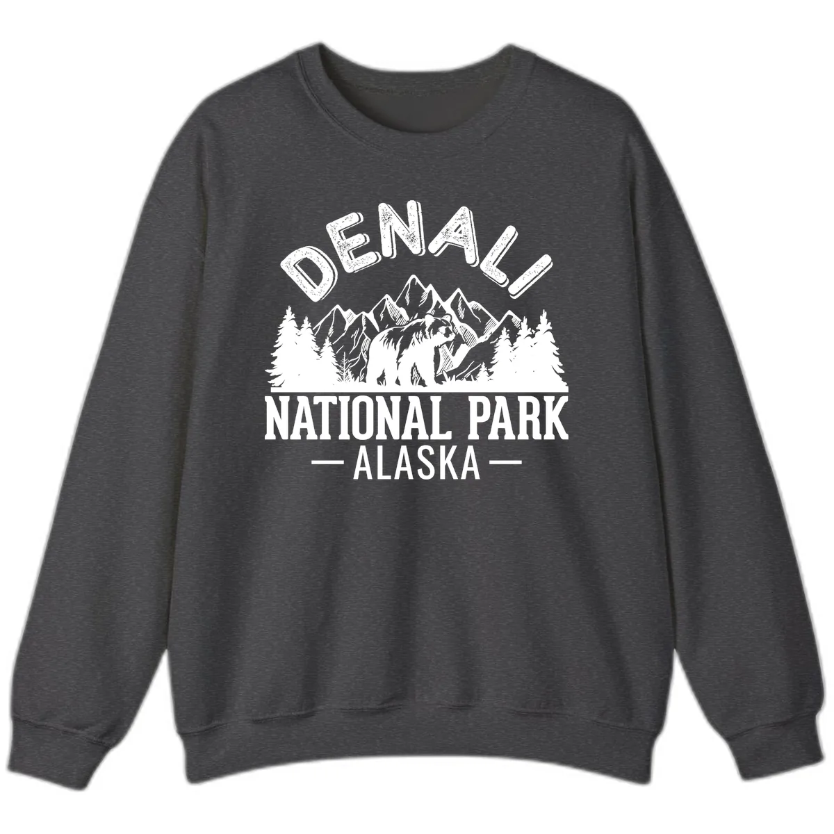 Denali National Park Alaska Wilderness Sweatshirt in Dark Heather