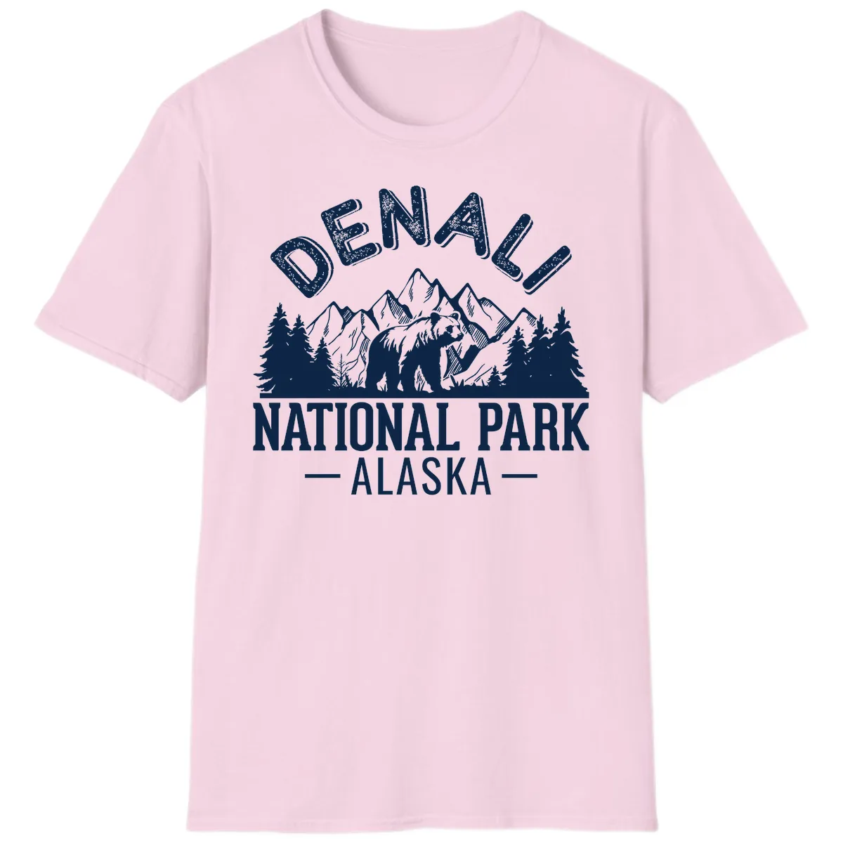 Denali National Park Alaska Wilderness T-Shirt in Light Pink