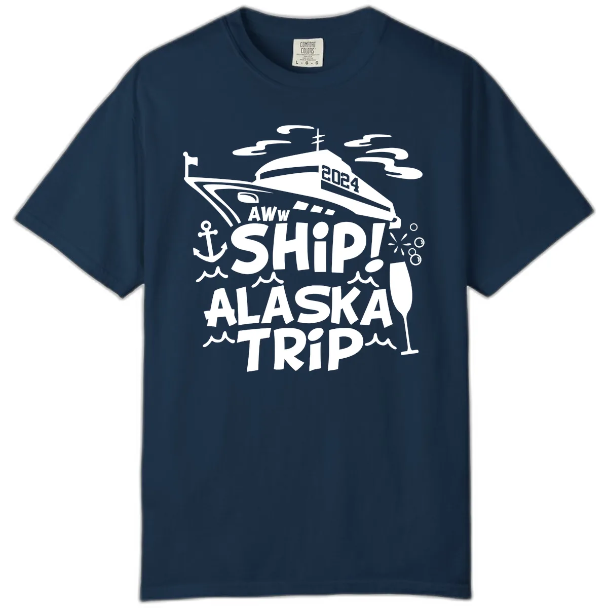 Aww Ship Alaska Trip 2024 Comfort Color in True Navy