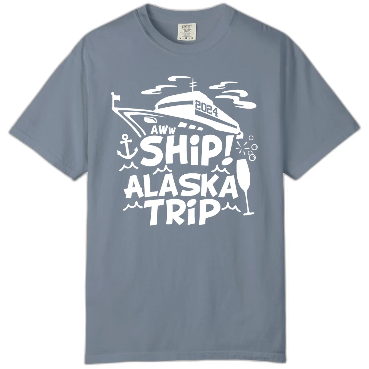 Aww Ship Alaska Trip 2024 Comfort Color in Blue Jean