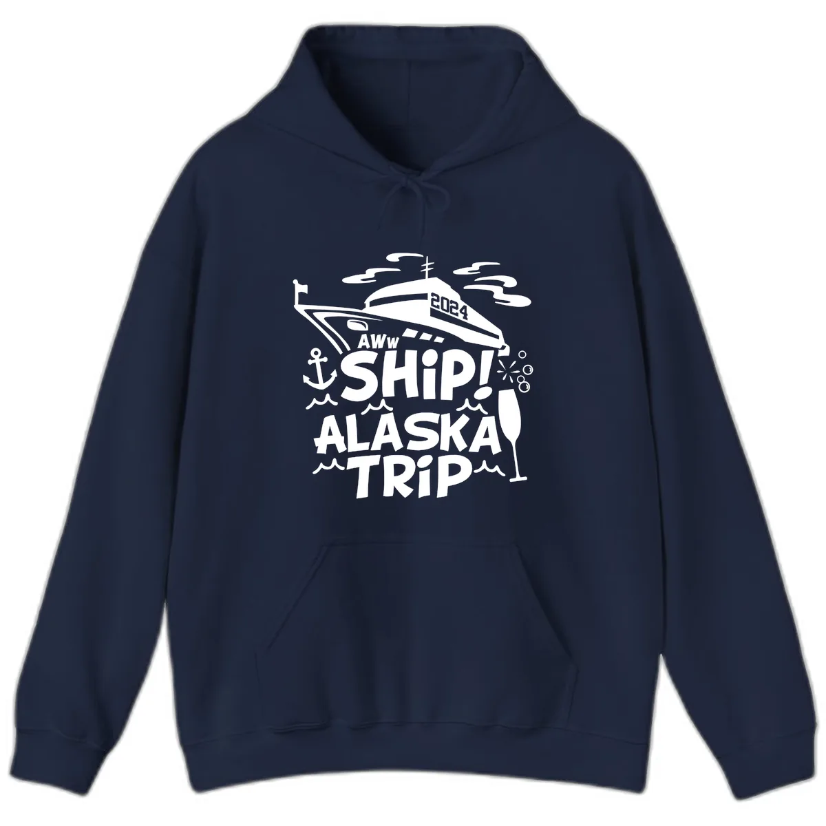 Aww Ship Alaska Trip 2024 Hoodie in Navy