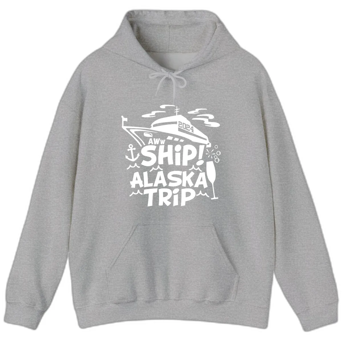 Aww Ship Alaska Trip 2024 Hoodie in Sport Grey