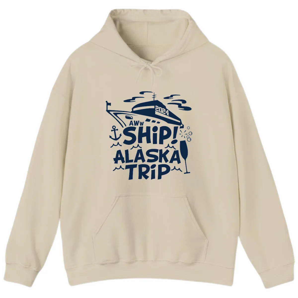 Aww Ship Alaska Trip 2024 Hoodie in Sand