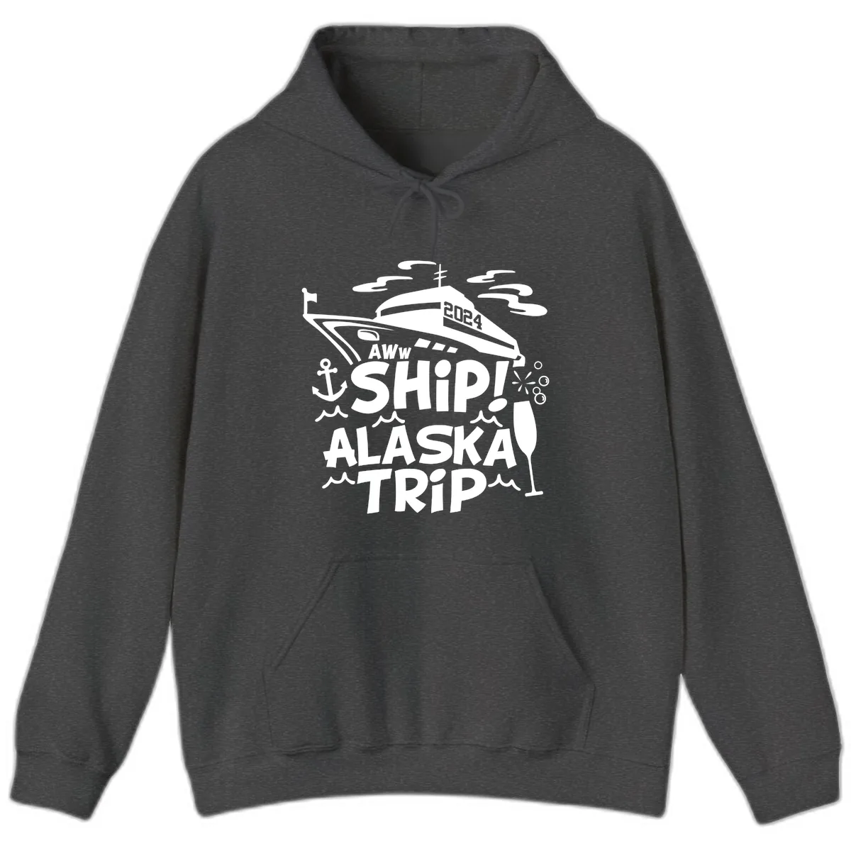 Aww Ship Alaska Trip 2024 Hoodie in Dark Heather