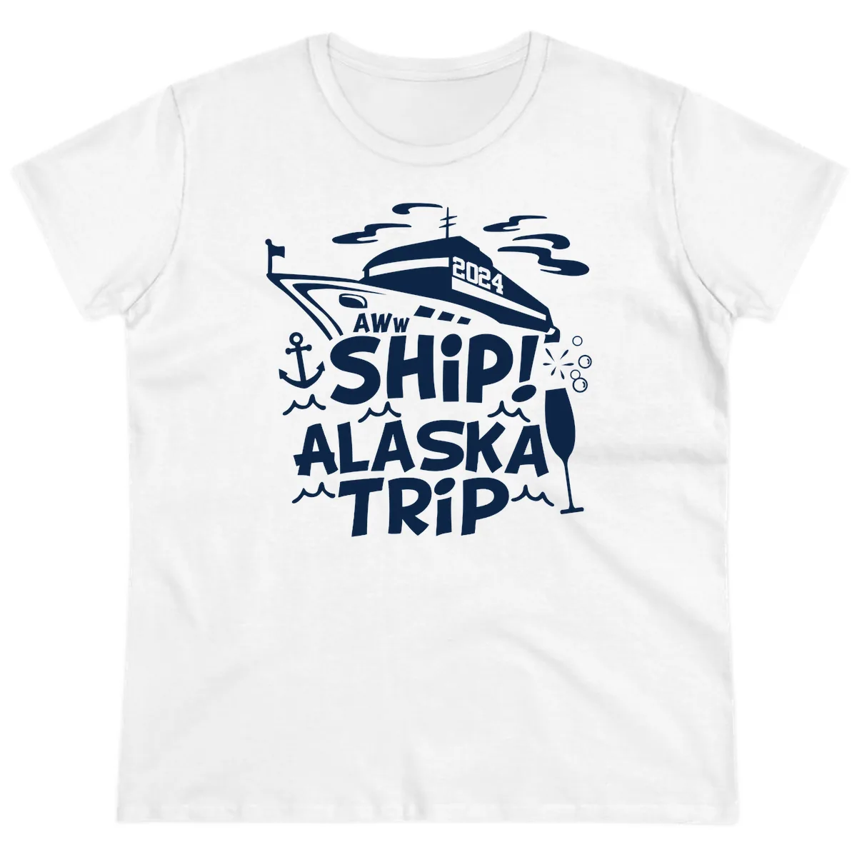 Aww Ship Alaska Trip 2024 Ladies Tee in White