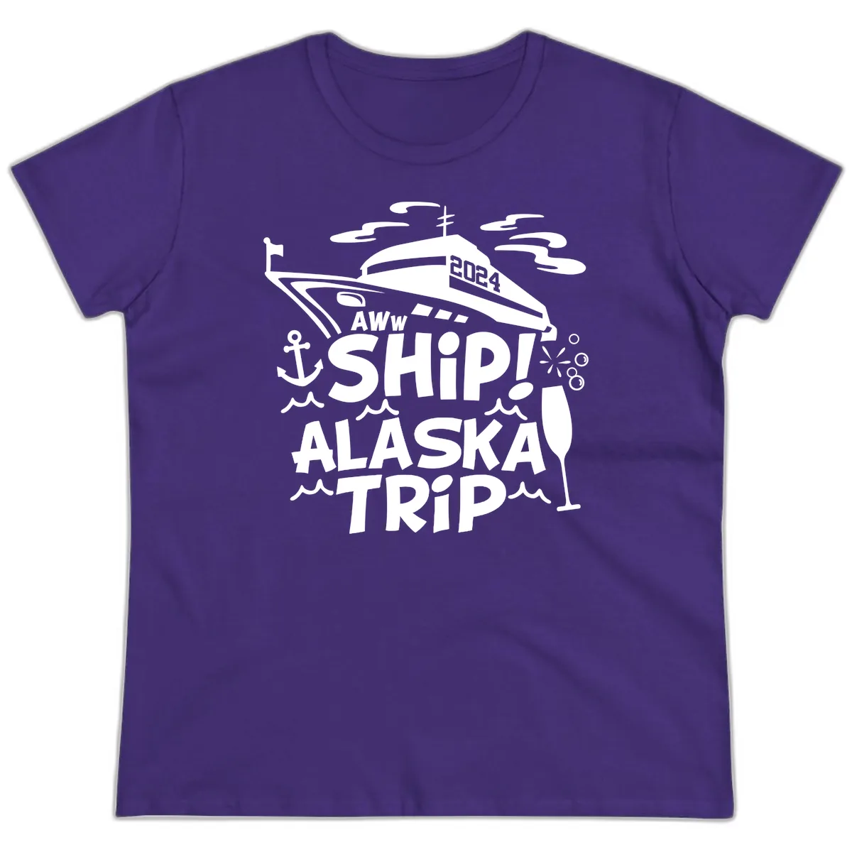 Aww Ship Alaska Trip 2024 Ladies Tee in Purple