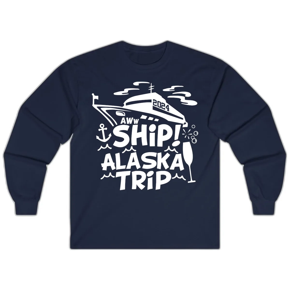 Aww Ship Alaska Trip 2024 Long Sleeve in Navy
