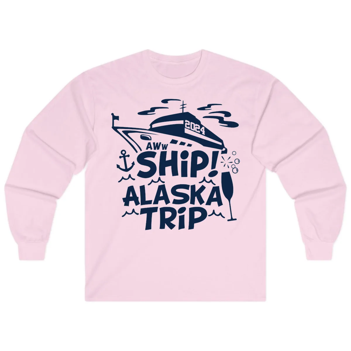 Aww Ship Alaska Trip 2024 Long Sleeve in Light Pink