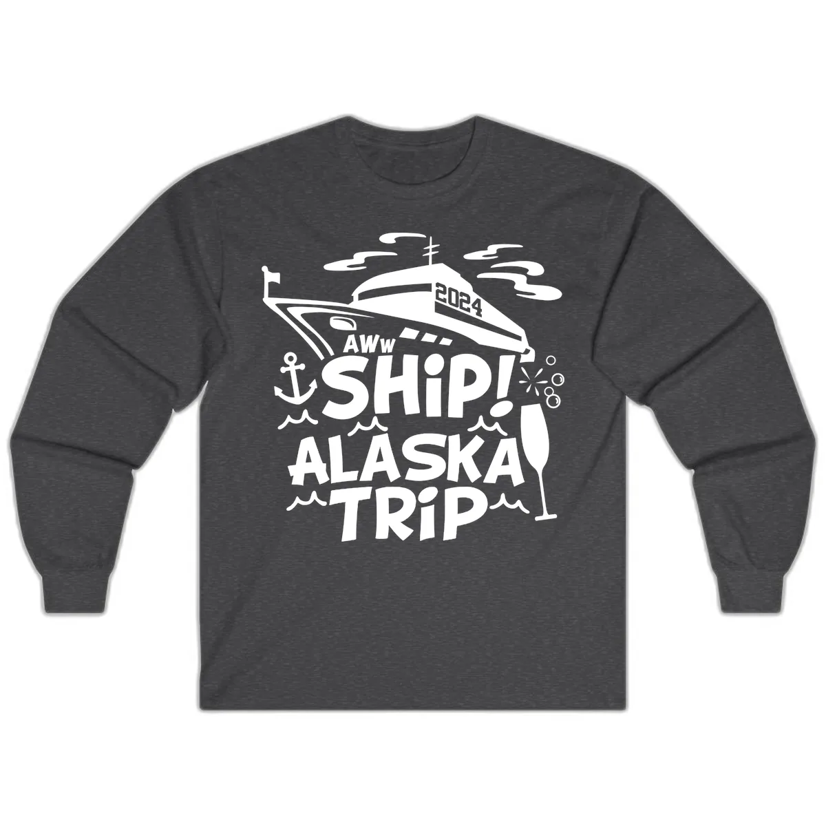 Aww Ship Alaska Trip 2024 Long Sleeve in Dark Heather