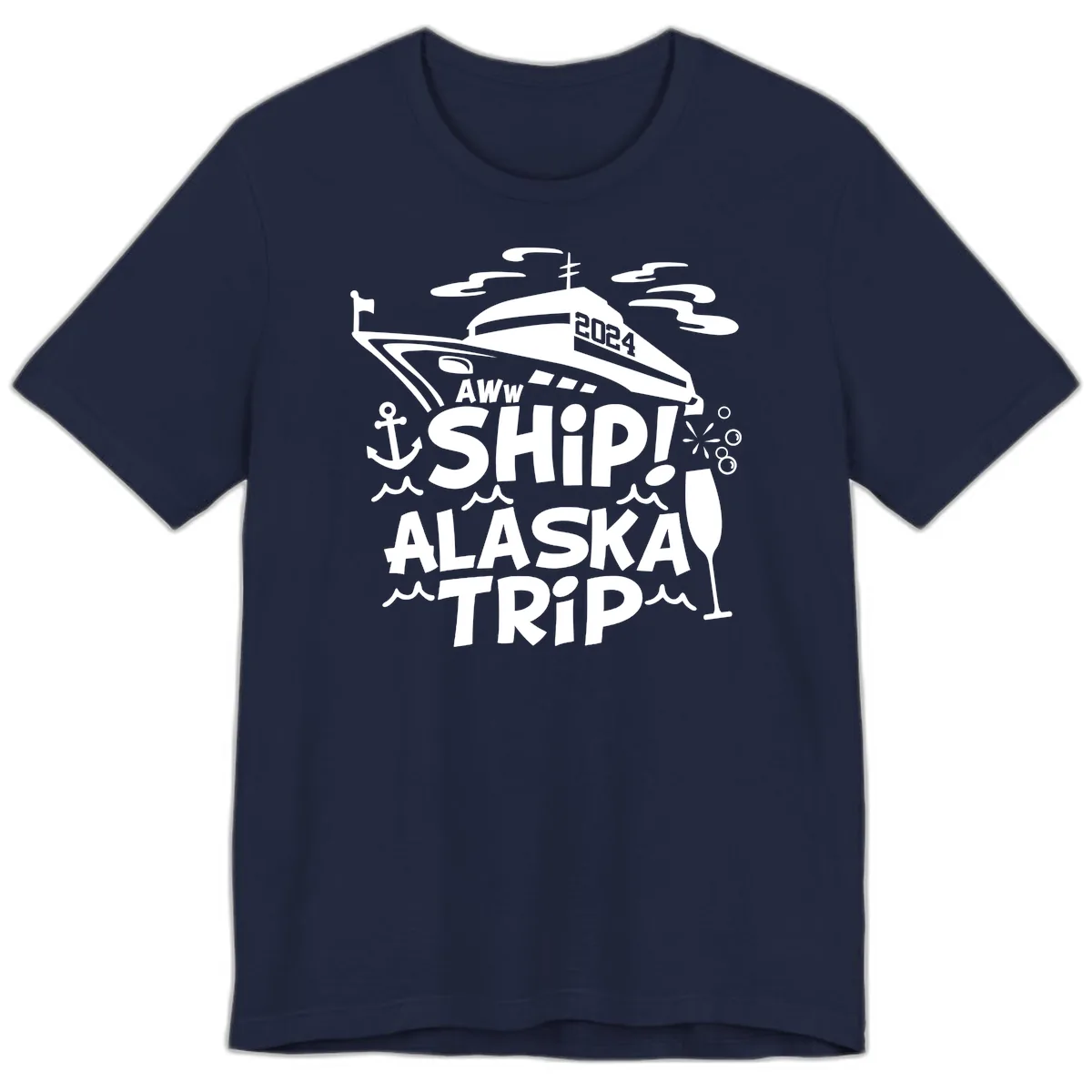 Aww Ship Alaska Trip 2024 Premium T-Shirt in Navy