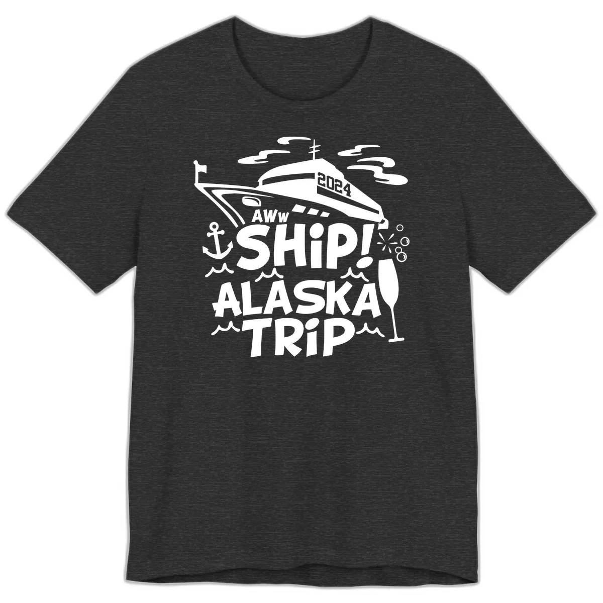 Aww Ship Alaska Trip 2024 Premium T-Shirt in Dark Grey Heather