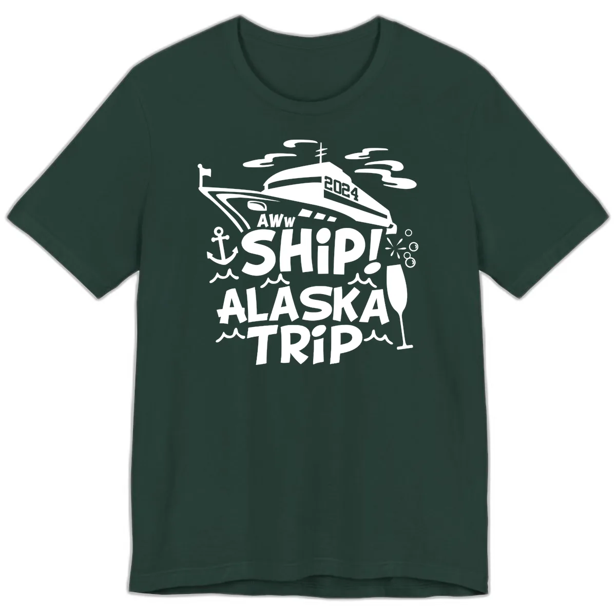 Aww Ship Alaska Trip 2024 Premium T-Shirt in Forest