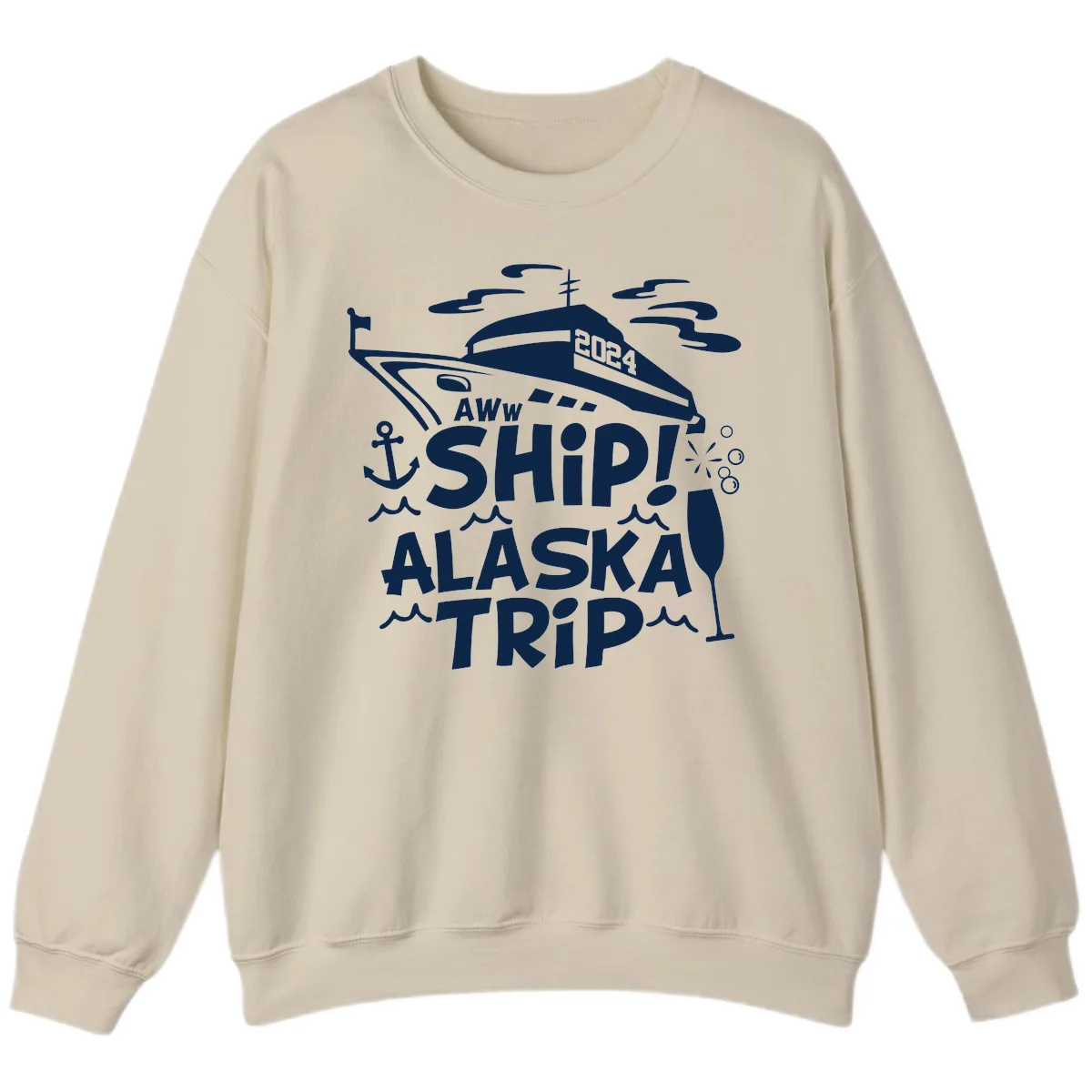 Aww Ship Alaska Trip 2024 Sweatshirt in Sand