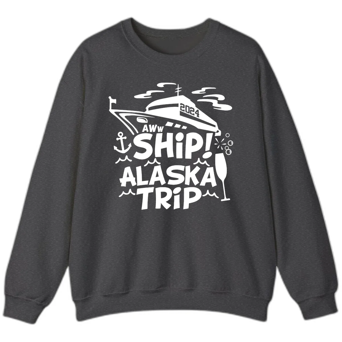Aww Ship Alaska Trip 2024 Sweatshirt in Dark Heather