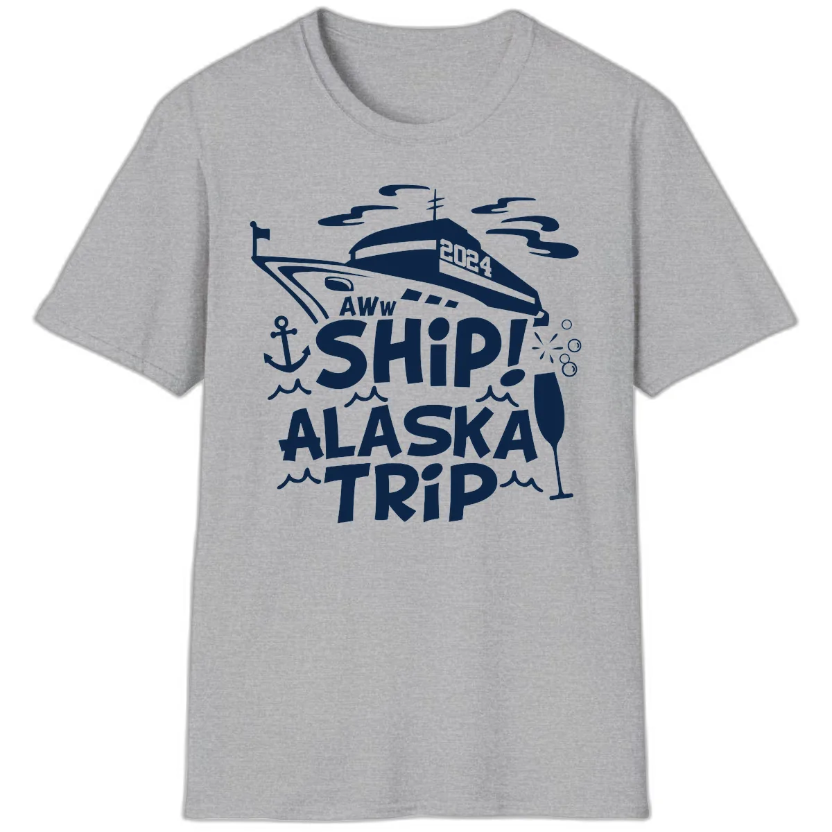 Aww Ship Alaska Trip 2024 T-Shirt in Sport Grey