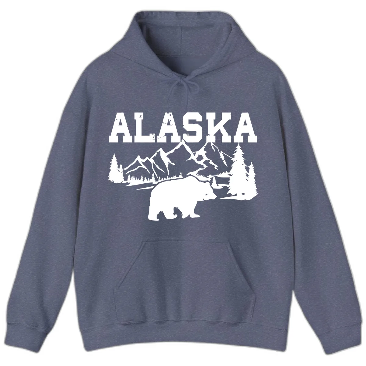 Alaska Bear Mountain Wilderness Cruise Hoodie in Heather Navy