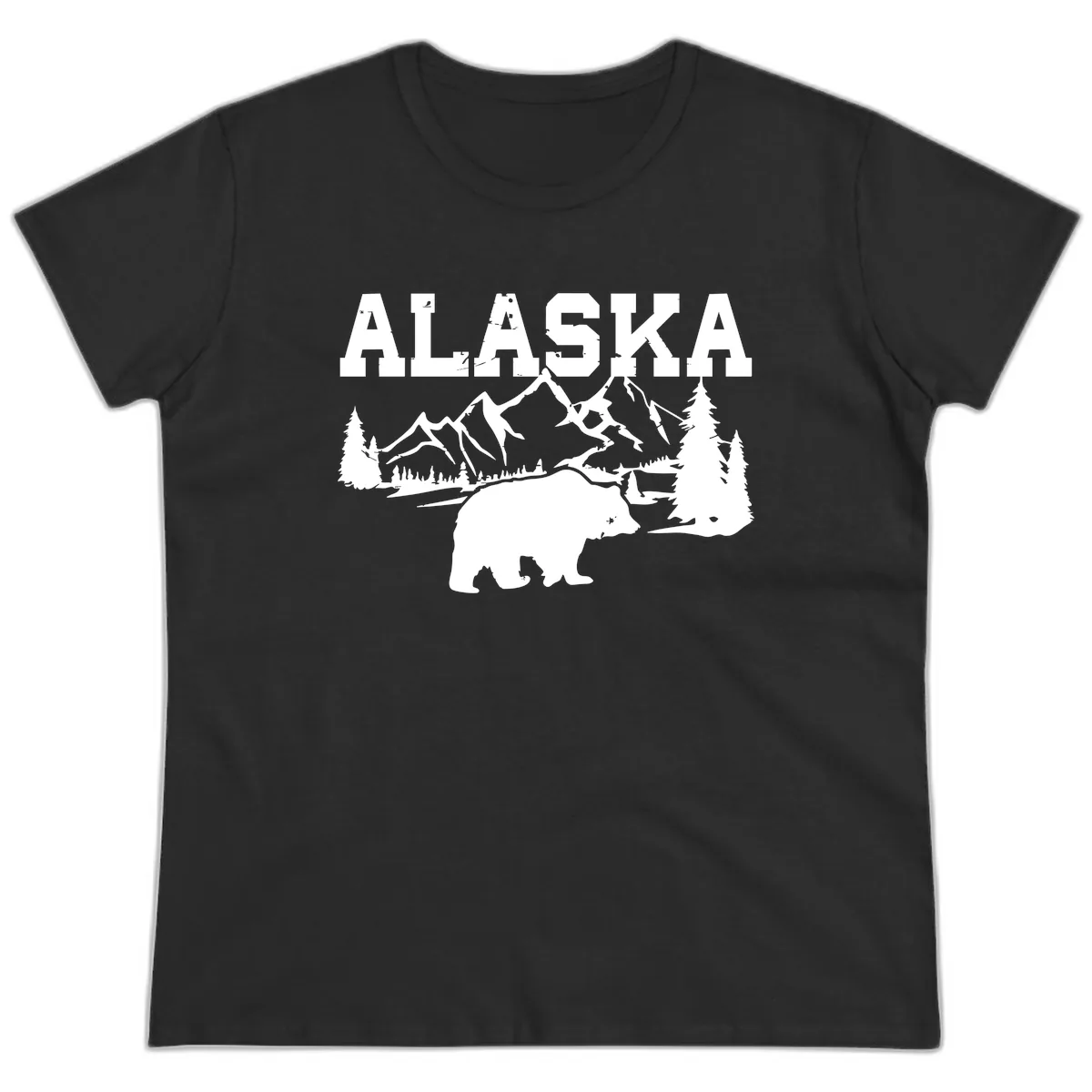 Alaska Bear Mountain Wilderness Cruise Ladies Tee in Black