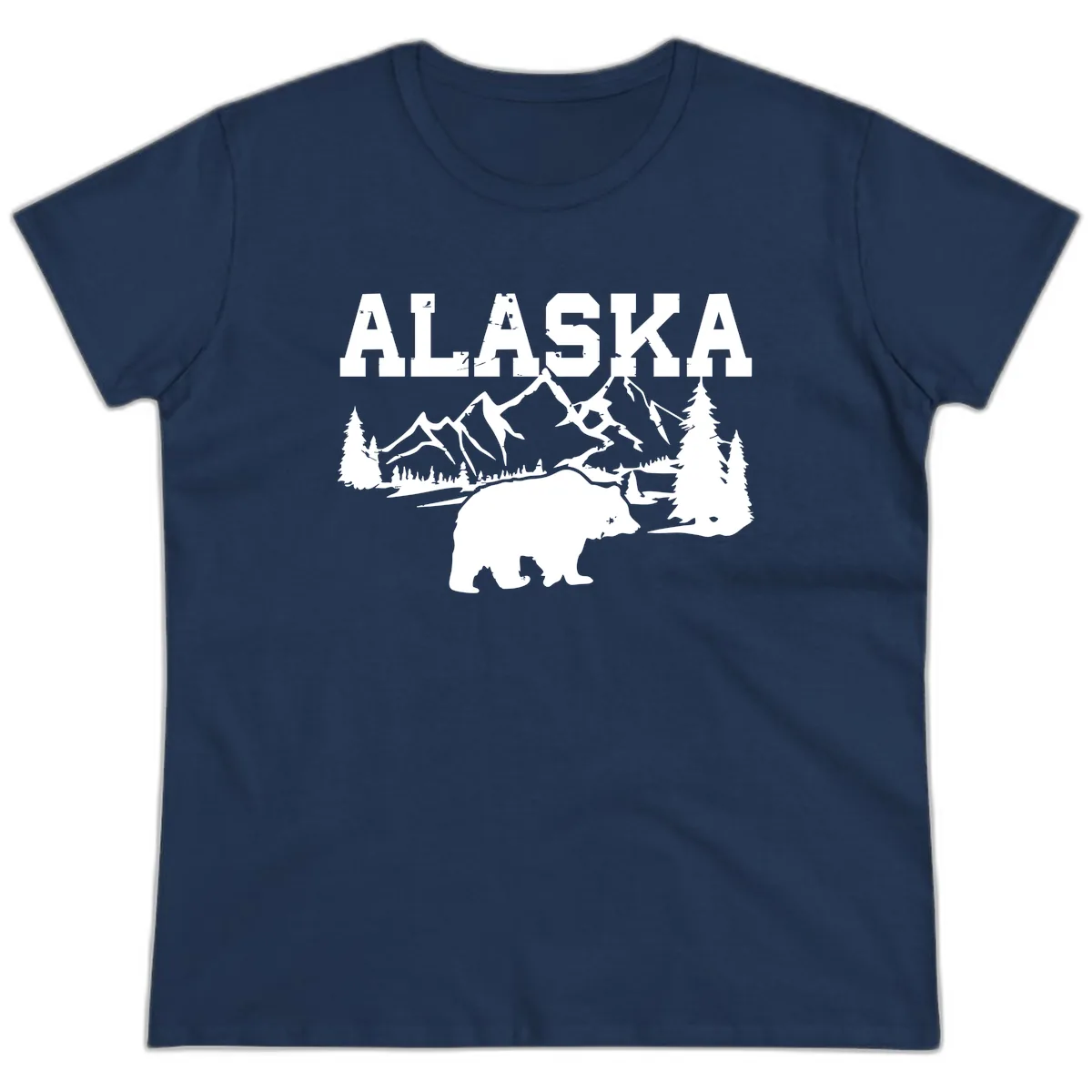 Alaska Bear Mountain Wilderness Cruise Ladies Tee in Navy