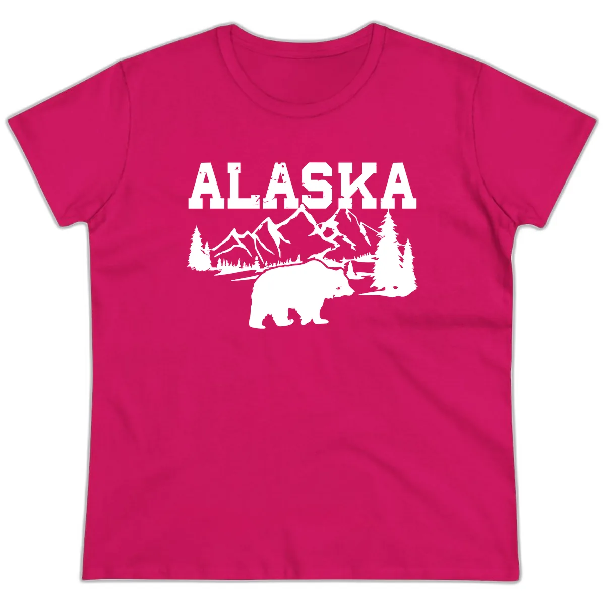 Alaska Bear Mountain Wilderness Cruise Ladies Tee in Heliconia