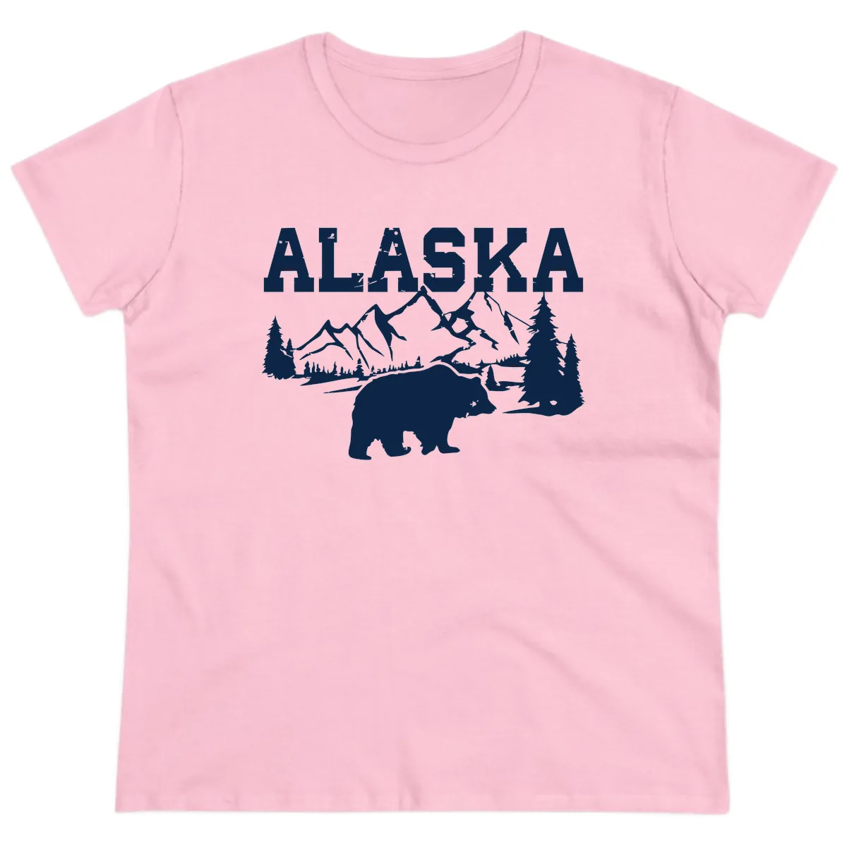 Alaska Bear Mountain Wilderness Cruise Ladies Tee in Light Pink