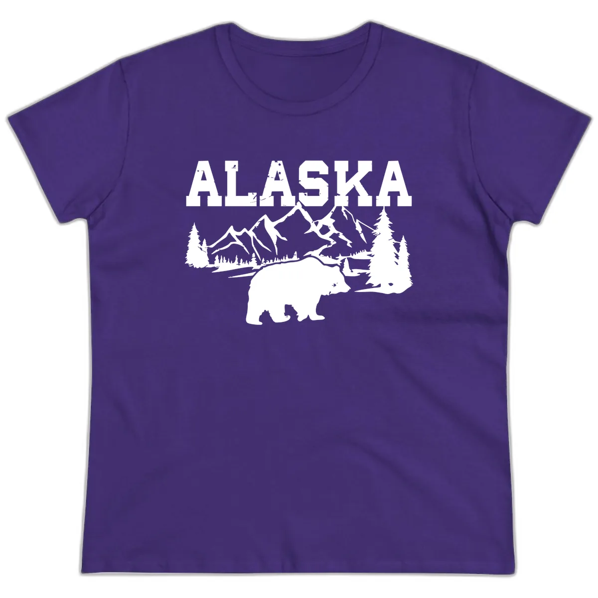 Alaska Bear Mountain Wilderness Cruise Ladies Tee in Purple