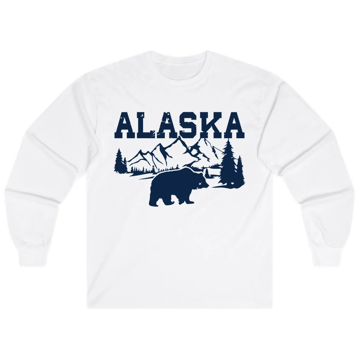 Alaska Bear Mountain Wilderness Cruise Long Sleeve in White