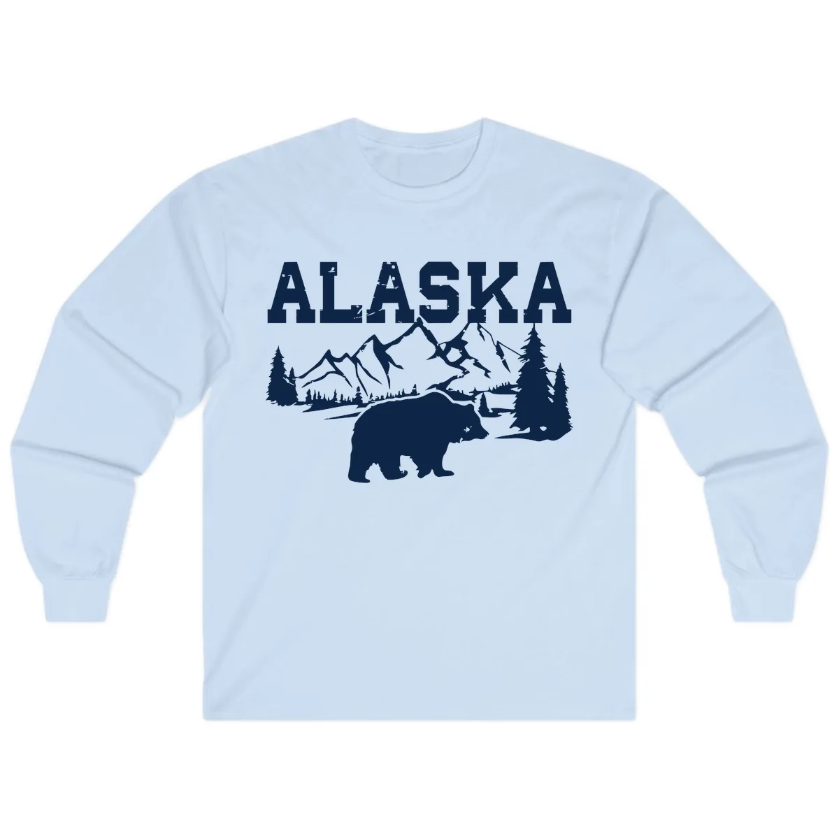 Alaska Bear Mountain Wilderness Cruise Long Sleeve in Light Blue
