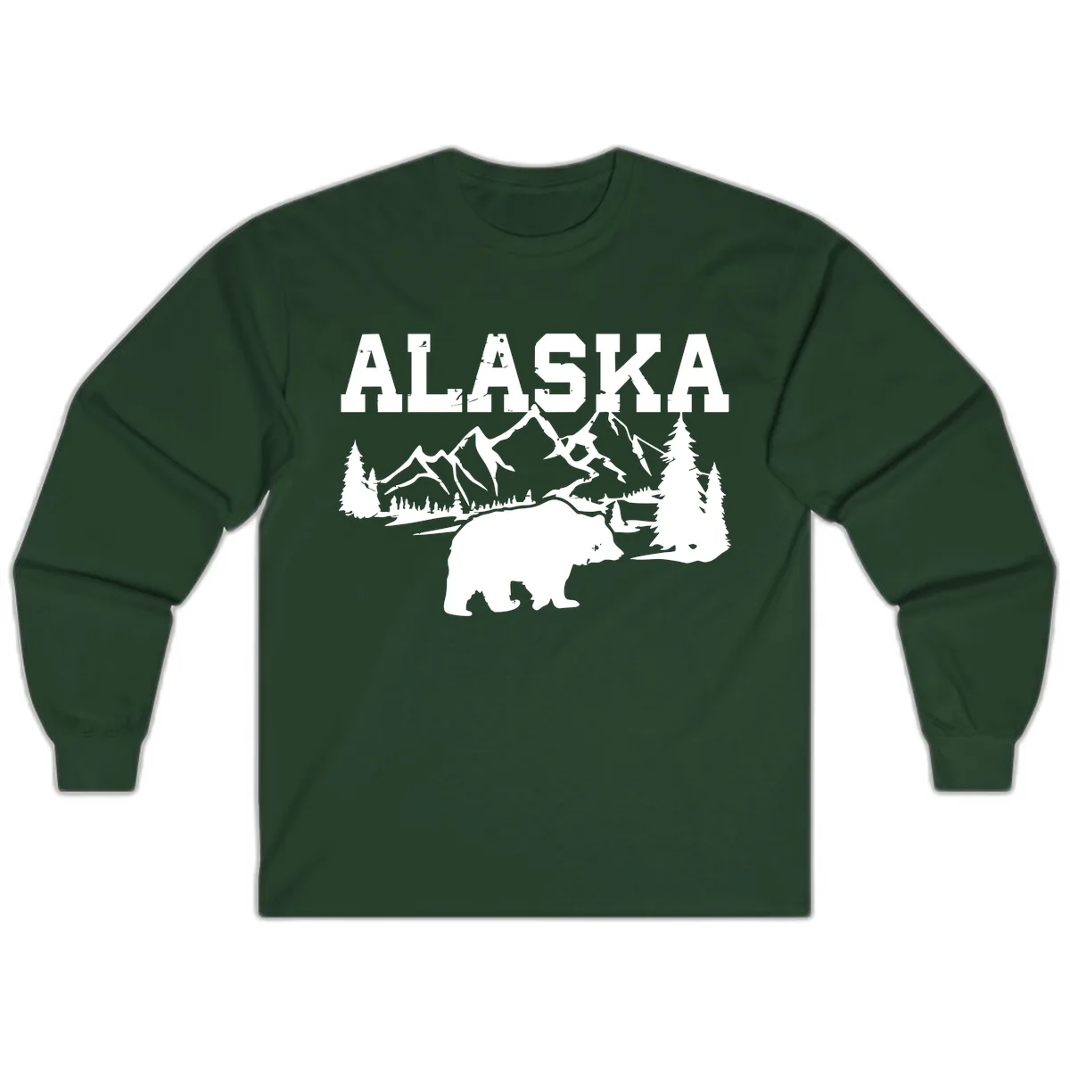 Alaska Bear Mountain Wilderness Cruise Long Sleeve in Forest Green