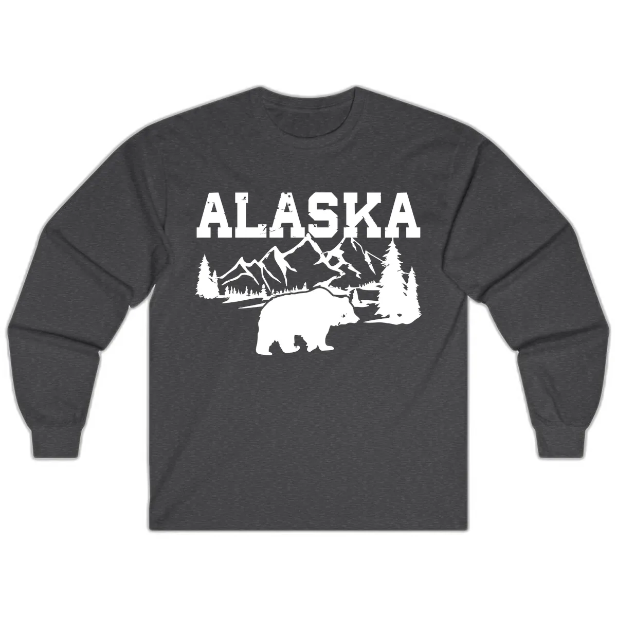 Alaska Bear Mountain Wilderness Cruise Long Sleeve in Dark Heather