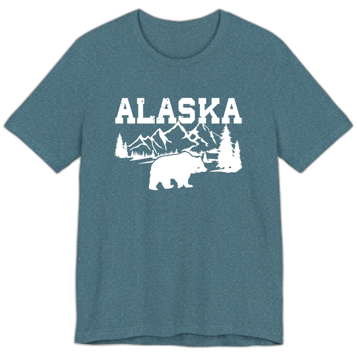 Alaska Bear Mountain Wilderness Cruise Premium T-Shirt in Heather Deep Teal